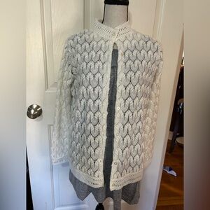 Vtg Carol Brent Cardigan Knit Sweater Sz 38 Montgomery Ward 70s Button Up Ivory